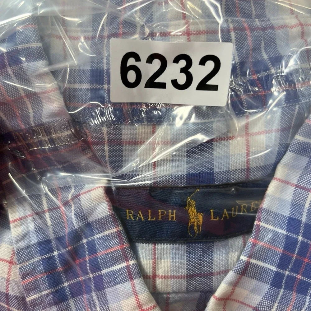 Ralph Lauren Shirt Men's XXL Short Sleeve Red And Blue Plaid Button Down